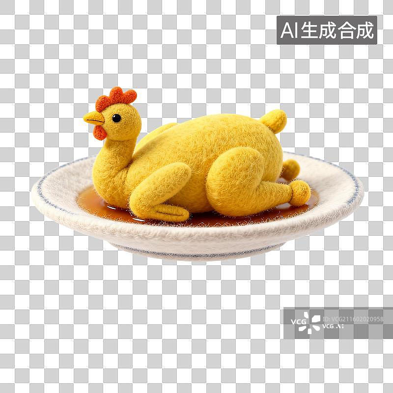 【AI数字艺术】毛毡风格的麻油鸡图片素材