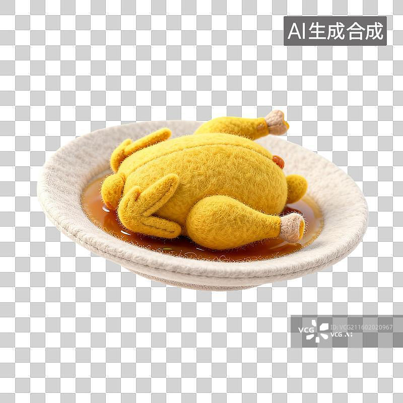 【AI数字艺术】毛毡风格的麻油鸡图片素材