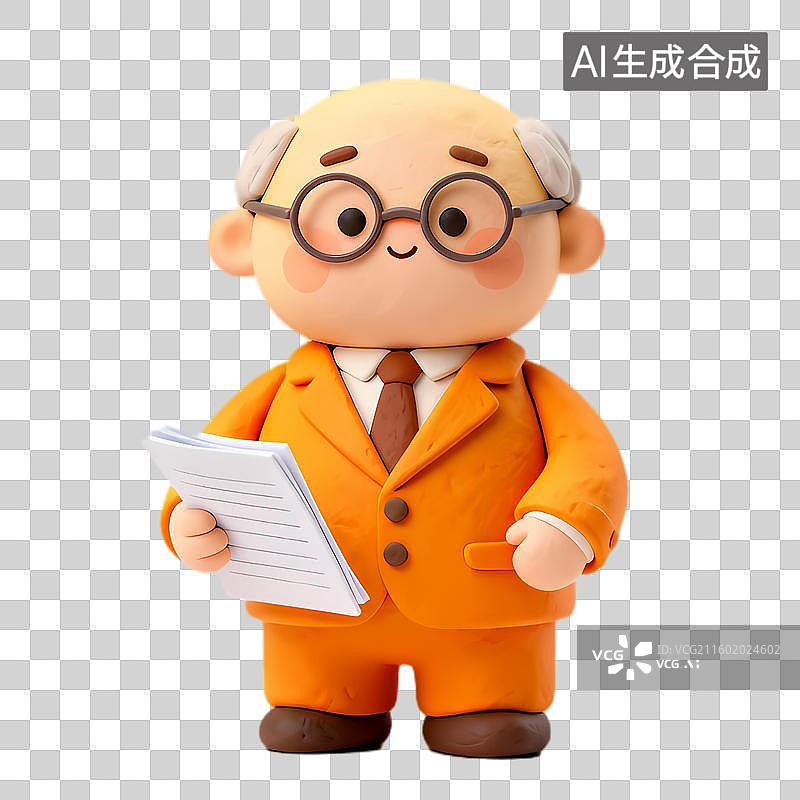 【AI数字艺术】穿着橙色西装的可爱卡通人物图片素材