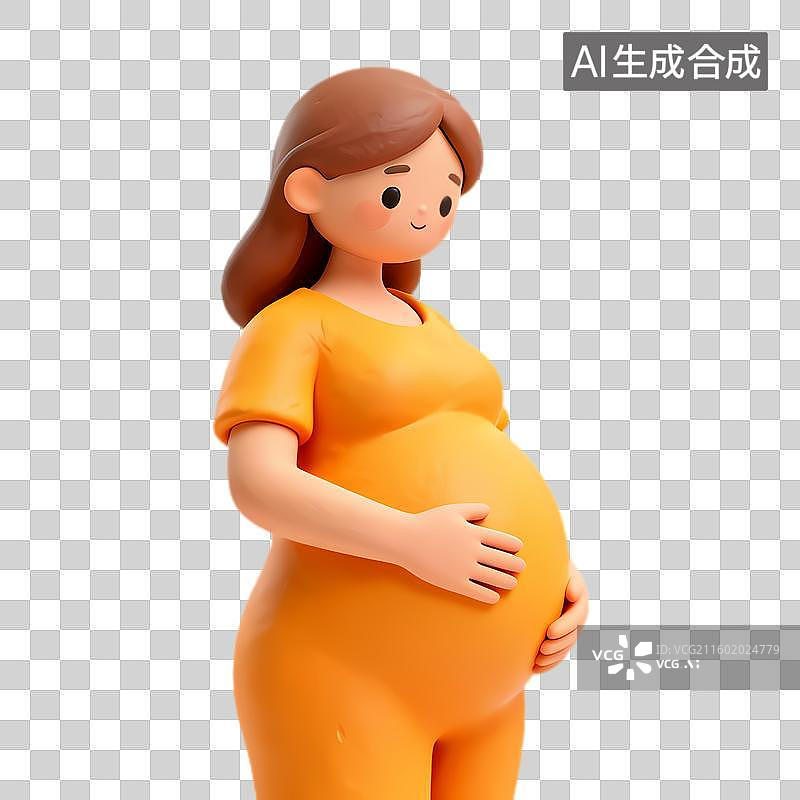 【AI数字艺术】穿着橙色衣服的孕妇图片素材