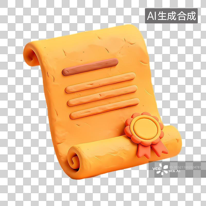 【AI数字艺术】卡通风格的成就证书卷轴图片素材