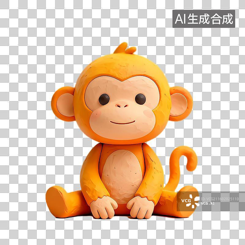 【AI数字艺术】可爱橙色小猴子摆件图片素材