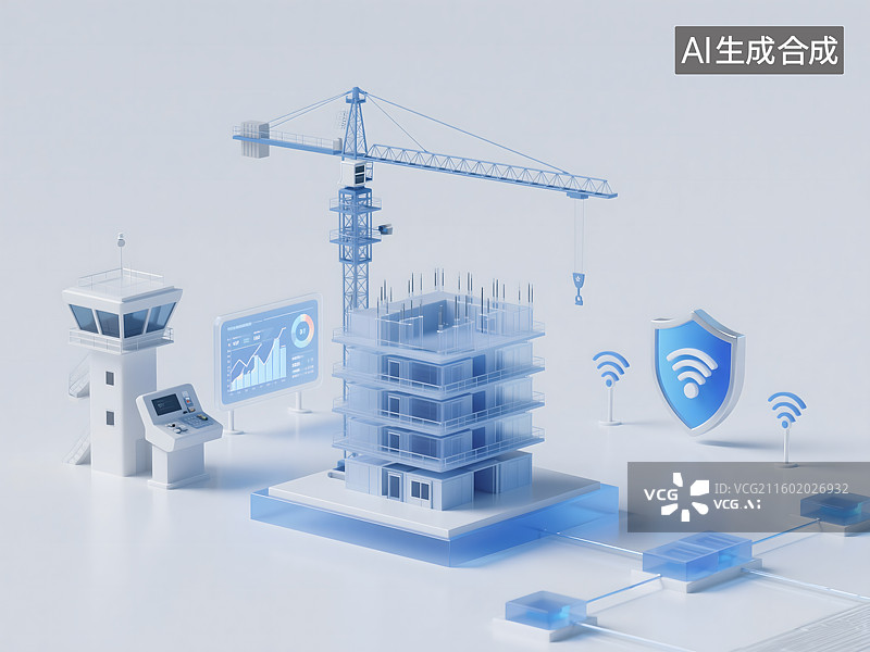 【AI数字艺术】微缩景观，城市建筑，建筑工地，大吊车图片素材