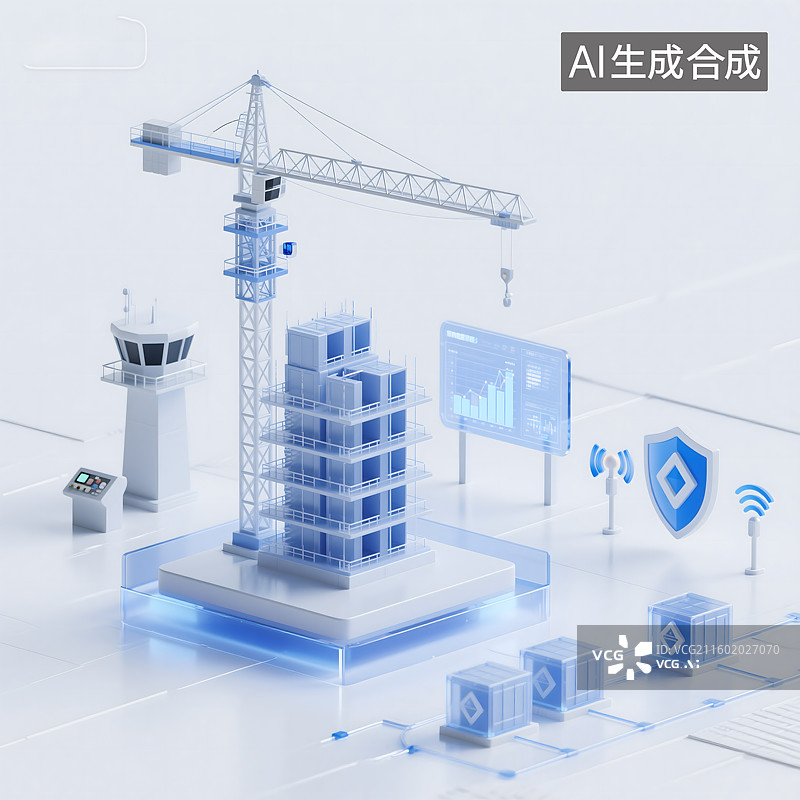 【AI数字艺术】微缩景观，城市建筑，建筑工地，大吊车图片素材