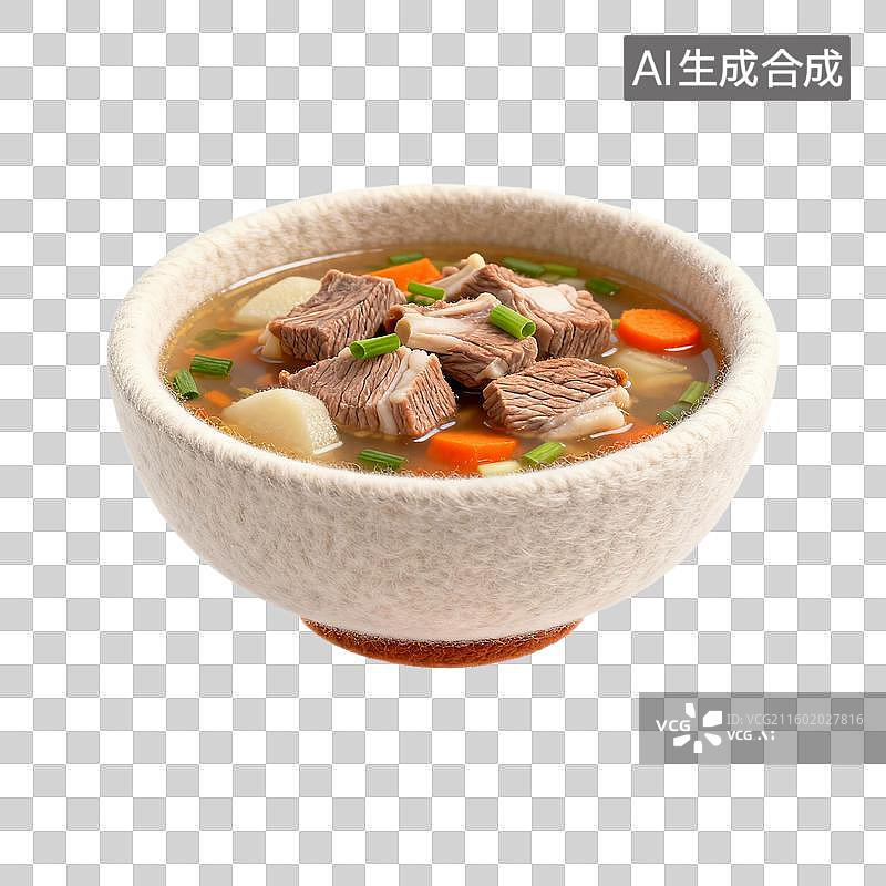 【AI数字艺术】一碗美味的牛肉汤图片素材