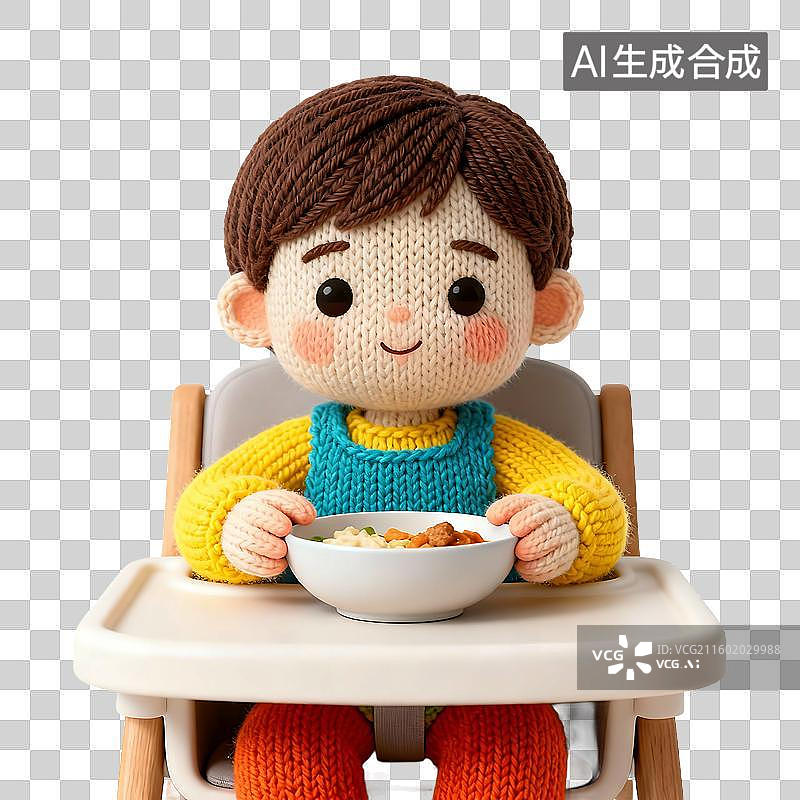 【AI数字艺术】可爱童趣毛线针织风格元素建模图片素材