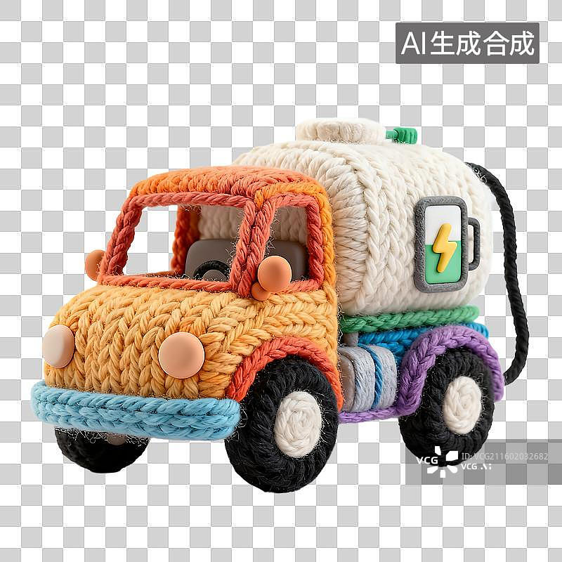 【AI数字艺术】彩色针织电动油罐车玩具图片素材