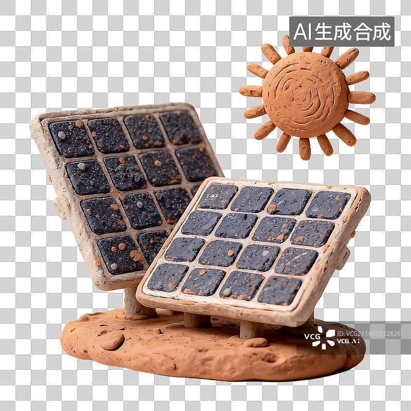 【AI数字艺术】太阳能板与太阳的创意图示图片素材