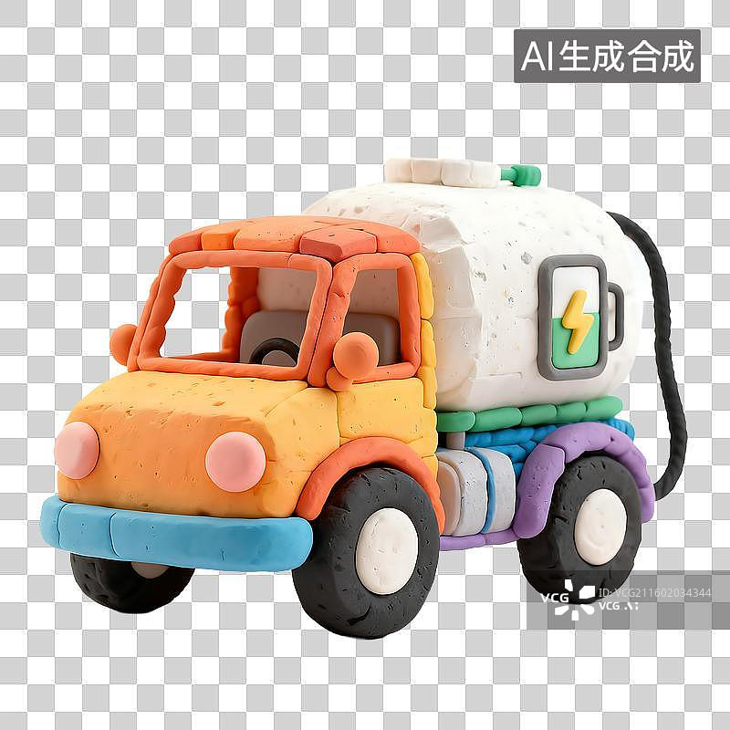 【AI数字艺术】色彩丰富的手工黏土电动车模型图片素材