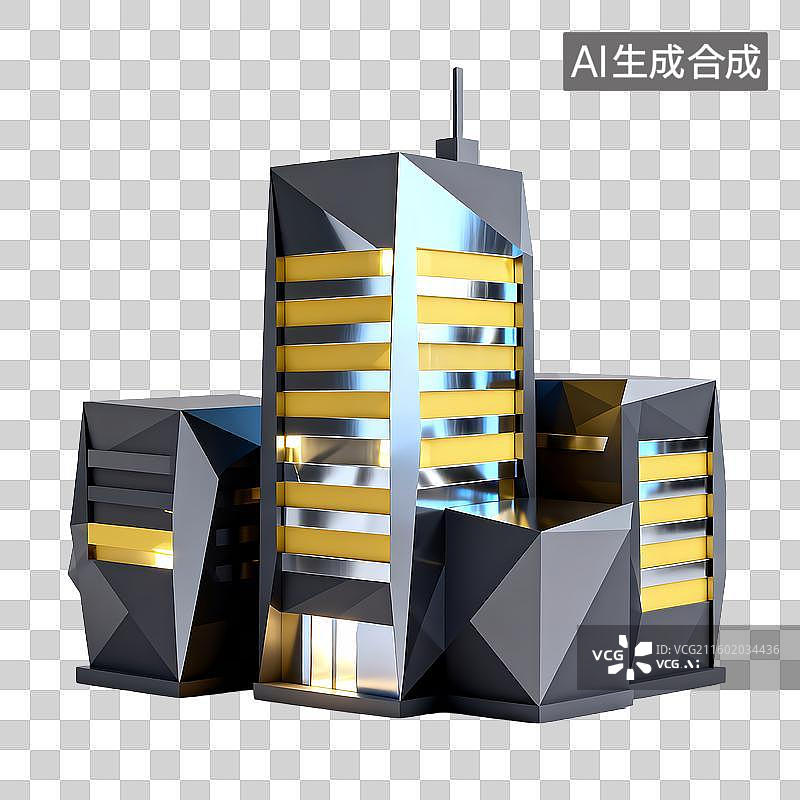 【AI数字艺术】现代几何风格高楼模型图片素材