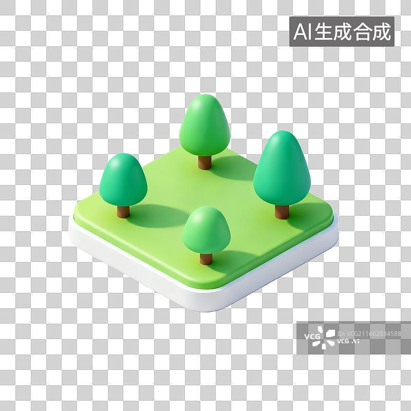 【AI数字艺术】轻拟物3D公园图标插画图片素材