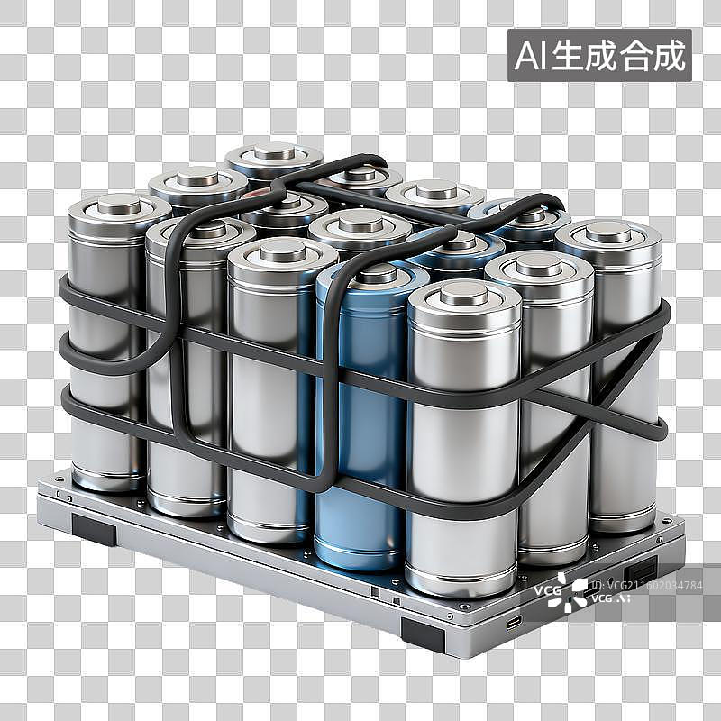 【AI数字艺术】圆柱形锂离子电池组图片素材
