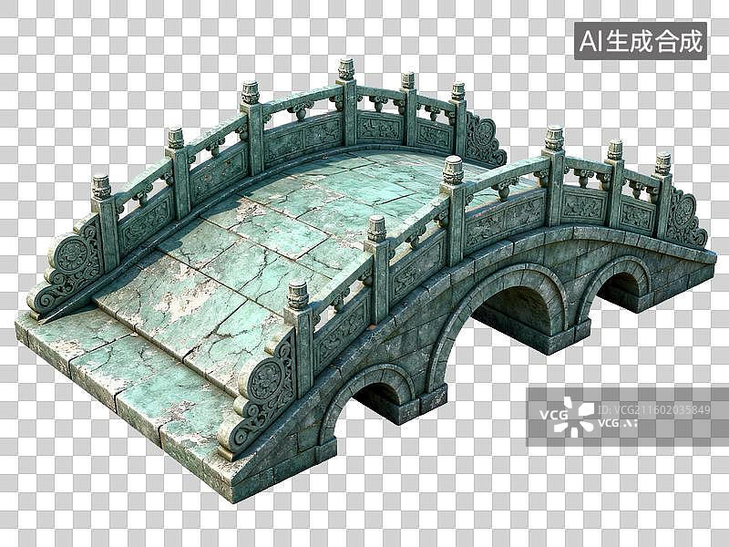 【AI数字艺术】中国传统石拱桥 古建筑 免抠素材 3D 渲染 桥梁建筑图片素材