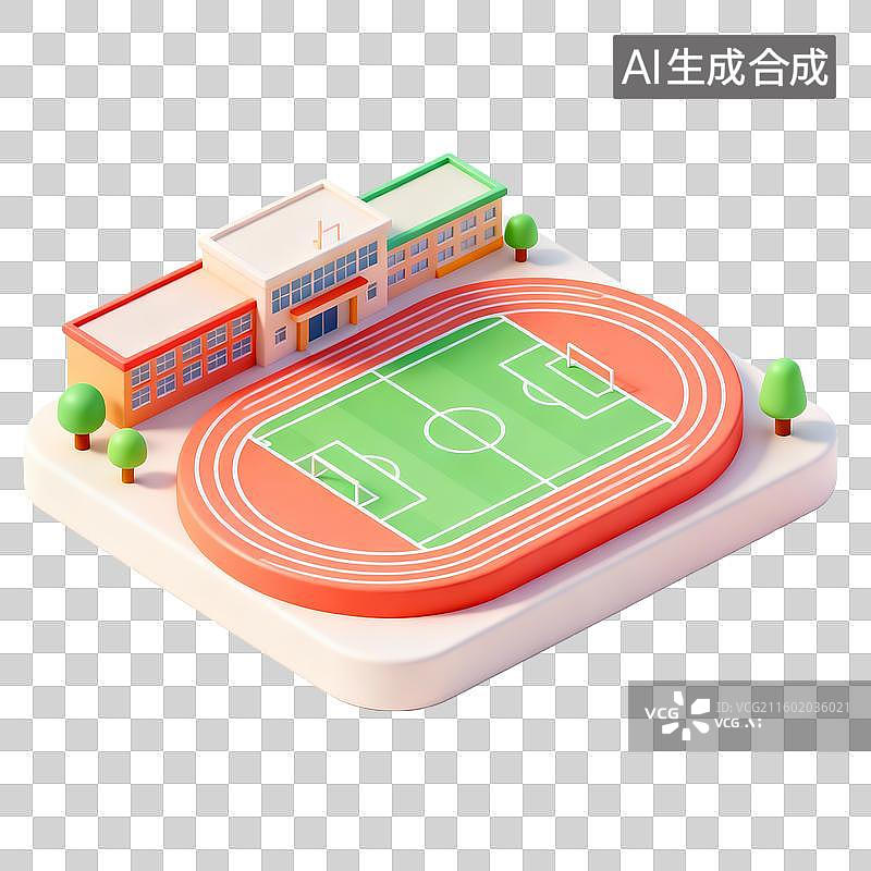 【AI数字艺术】轻拟物3D立体学校操场图标图片素材
