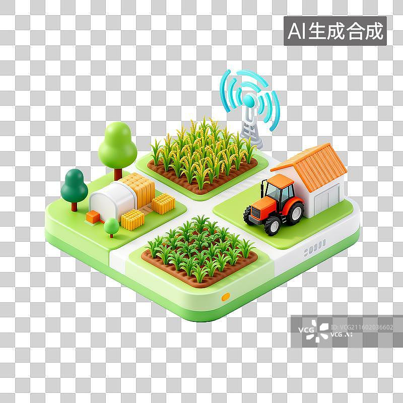 【AI数字艺术】轻拟物3D立体智慧农业图标图片素材