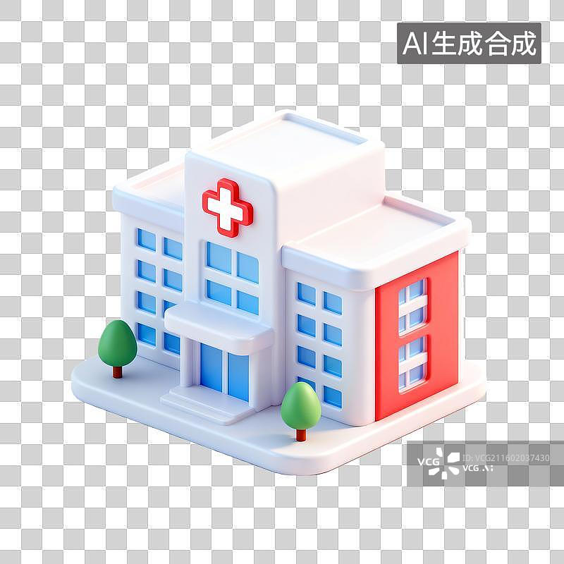 【AI数字艺术】轻拟物3D立体医院图标图片素材