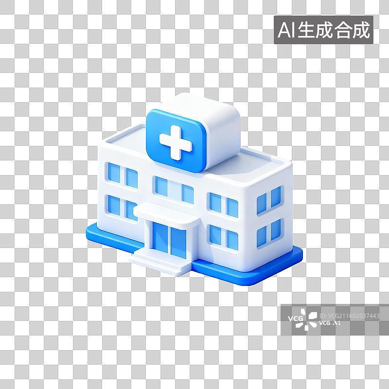 【AI数字艺术】轻拟物3D立体医院图标图片素材