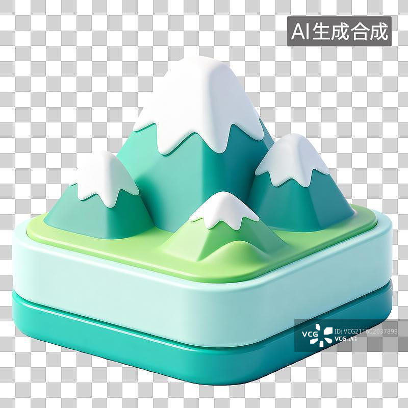 【AI数字艺术】轻拟物3D立体山脉图标图片素材
