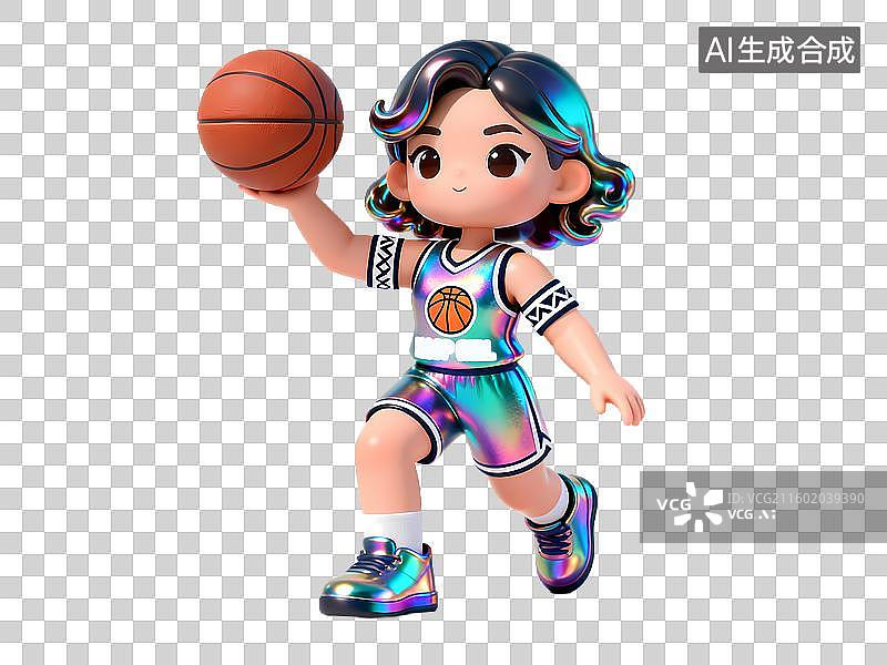 【AI数字艺术】篮球3D立体卡通健身锻炼人物姿势全身像图片素材