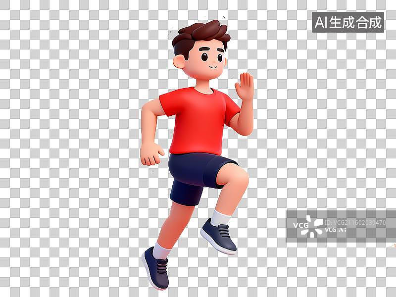 【AI数字艺术】跑步跳跃3D立体卡通健身锻炼人物姿势全身像图片素材