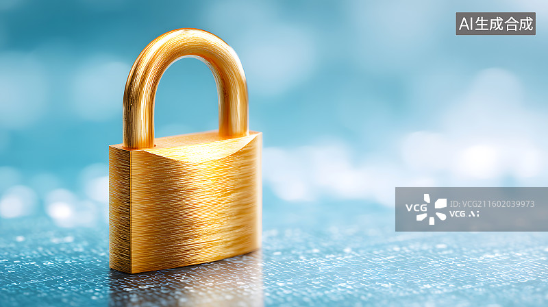 【AI数字艺术】一把金色的挂锁图片素材