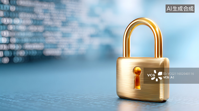 【AI数字艺术】一把金色的挂锁图片素材
