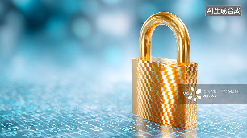 【AI数字艺术】一把金色的挂锁图片素材