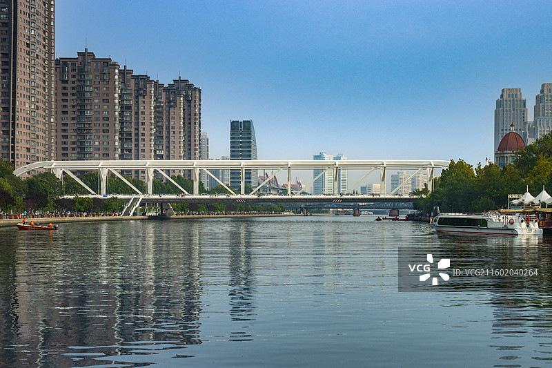 天津海河上的进步桥图片素材