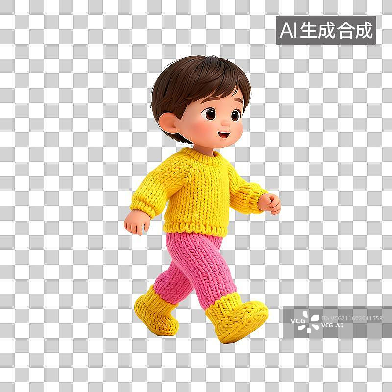 【AI数字艺术】可爱童趣毛线针织风格元素建模图片素材