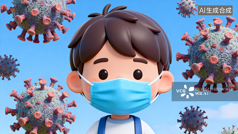 【AI数字艺术】儿童生病看病插画图片素材