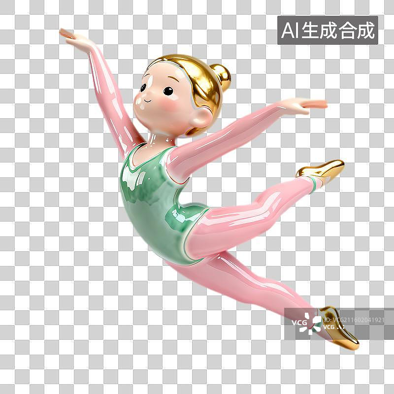【AI数字艺术】可爱芭蕾舞女孩跳跃造型图片素材