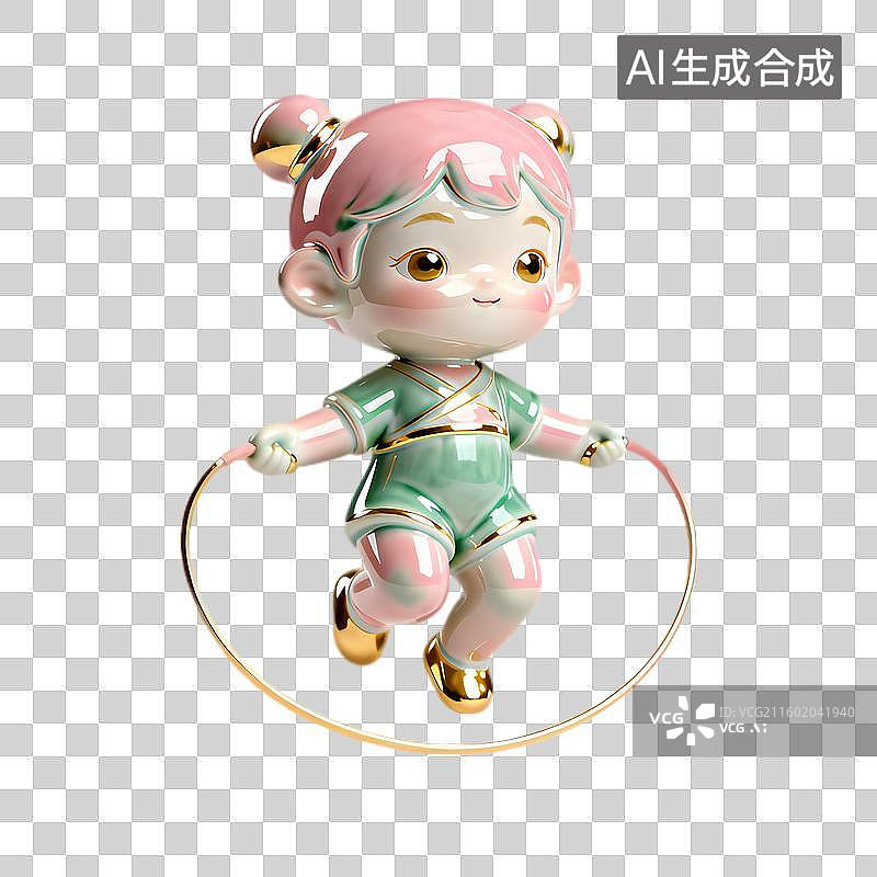 【AI数字艺术】可爱卡通人物跳绳形象图片素材