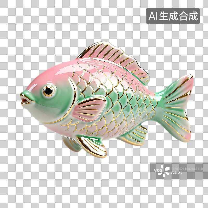 【AI数字艺术】色彩斑斓的陶瓷鱼摆件图片素材