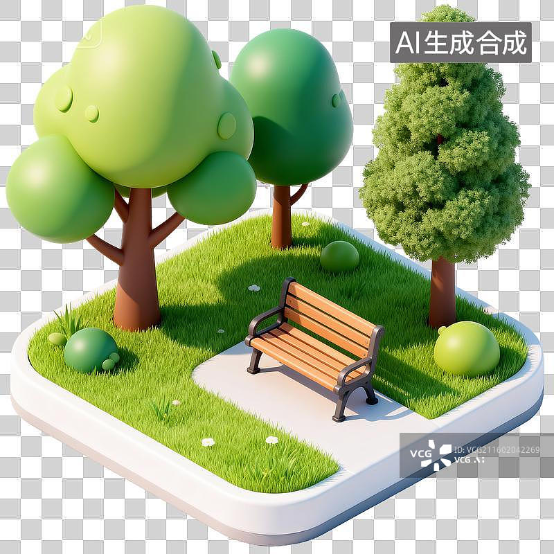 【AI数字艺术】轻拟物3D立体公园图标图片素材