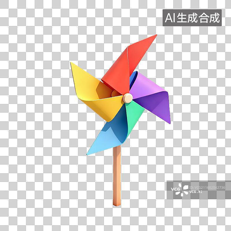 【AI数字艺术】折纸风车插画图片素材