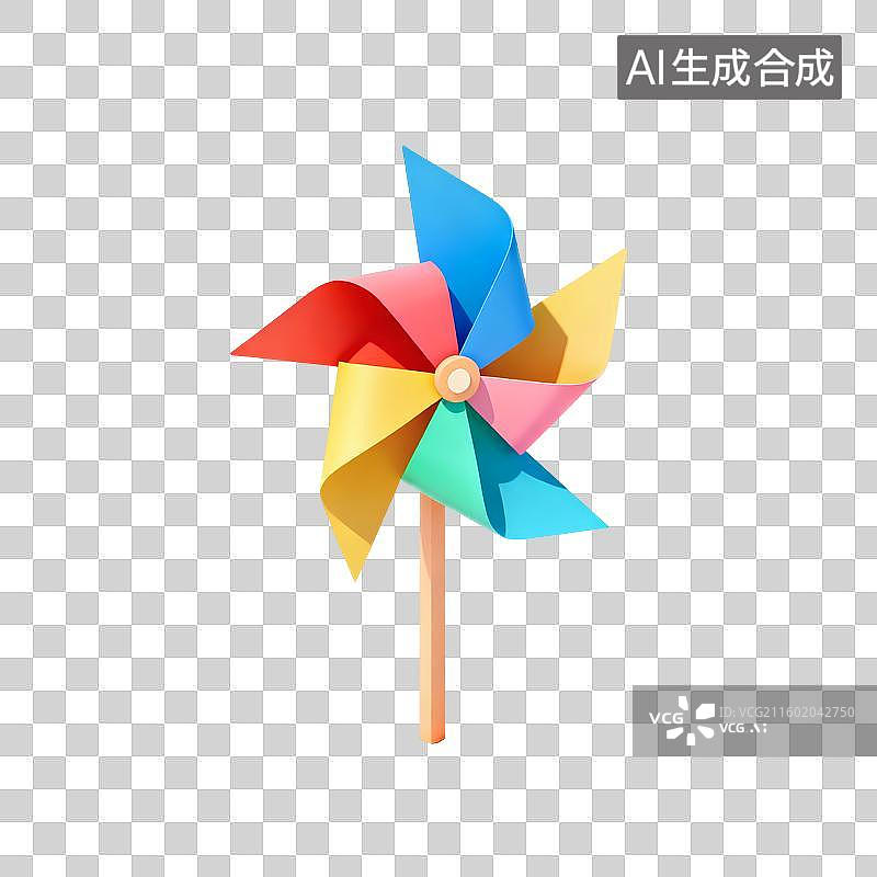 【AI数字艺术】折纸风车插画图片素材