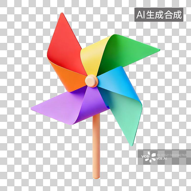 【AI数字艺术】折纸风车插画图片素材
