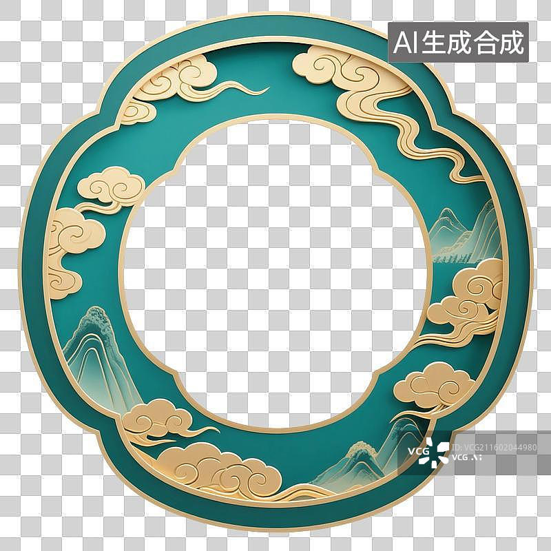 【AI数字艺术】新中式中国风金属装饰边框元素图片素材