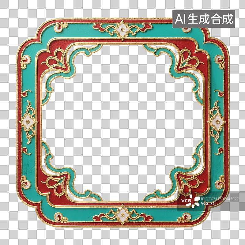 【AI数字艺术】新中式中国风金属装饰边框元素图片素材