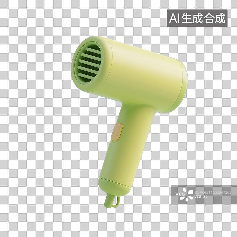 【AI数字艺术】3D渲染，卡通小家电，吹风筒，吹风机，美容美发，理发店，免抠元素图片素材