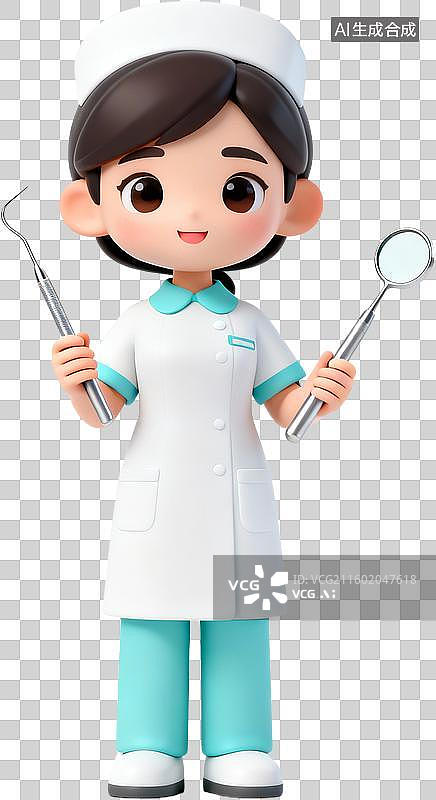 【AI数字艺术】卡通3D立体渲染医疗健康口腔保健牙齿护理插画免抠元素图片素材