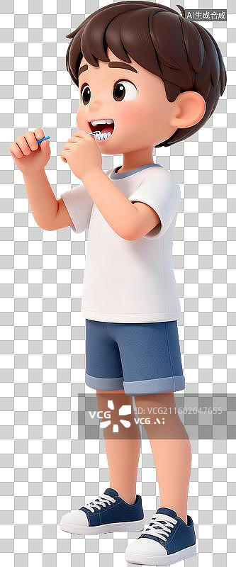 【AI数字艺术】卡通3D立体渲染医疗健康口腔保健牙齿护理插画免抠元素图片素材