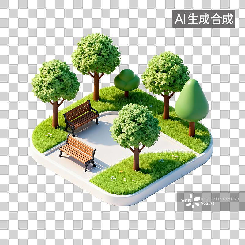 【AI数字艺术】3D轻拟物公园图标插画图片素材