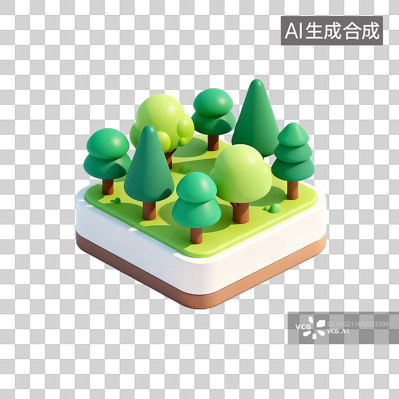 【AI数字艺术】3D轻拟物森林图标插画图片素材