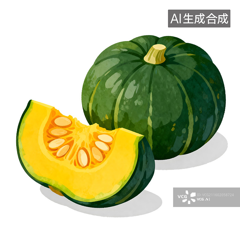 【AI数字艺术】卡通绿皮南瓜图片素材