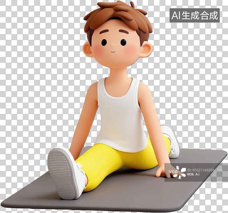 【AI数字艺术】男孩做劈叉拉伸运动图片素材