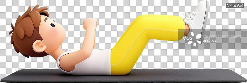 【AI数字艺术】人物做仰卧起坐健身运动图片素材