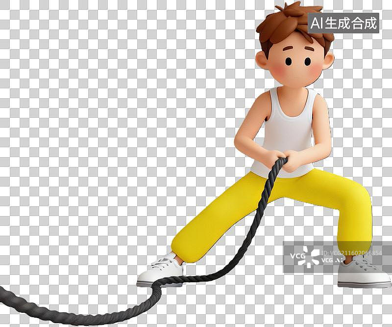 【AI数字艺术】男孩锻炼健身拉绳训练图片素材