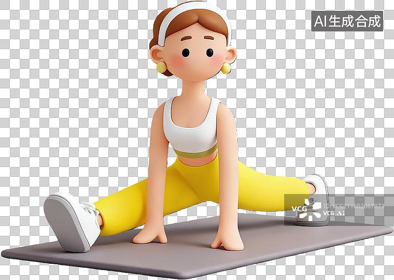 【AI数字艺术】女孩做一字马瑜伽动作图片素材