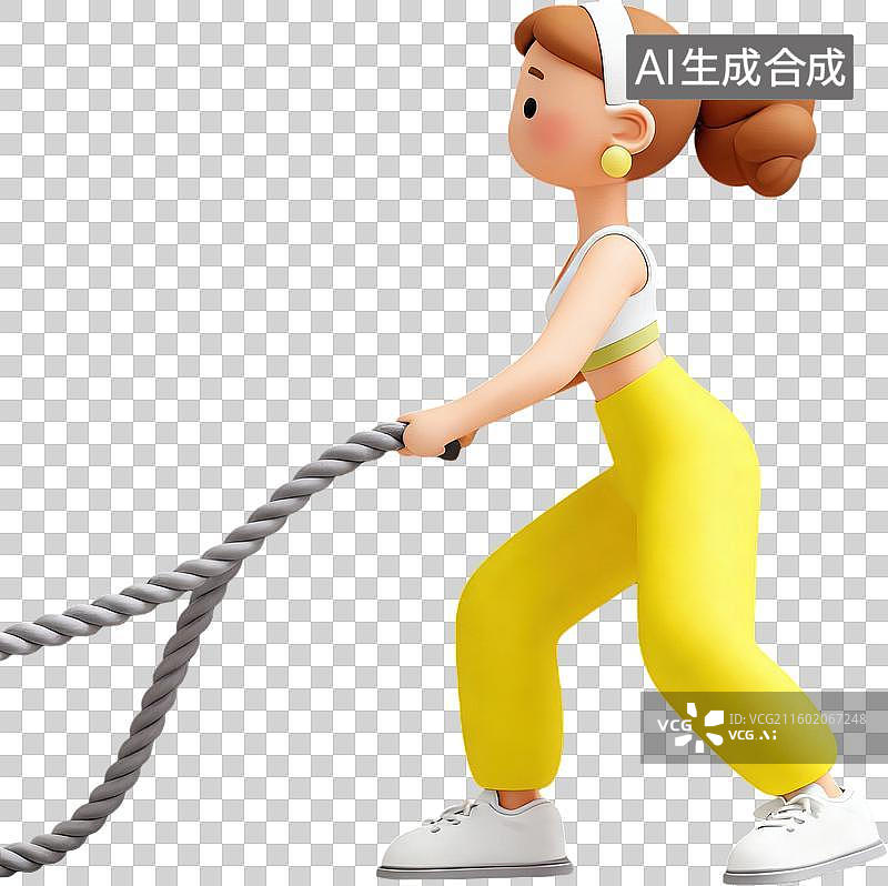 【AI数字艺术】女孩健身训练拉绳运动图片素材
